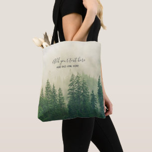Bolso De Tela Misty Pine Forest Trees Personalizado Keepsake