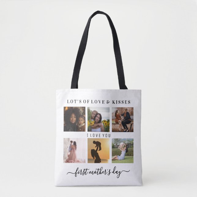 Bolso De Tela mitad blanco medio elegante primer Día de la Madre (Anverso)