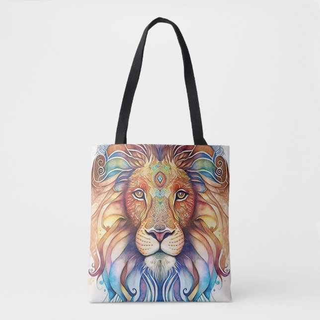 Bolso De Tela Mítica acuarela Leon Tote Bag (Anverso)