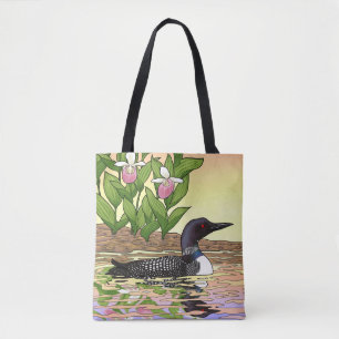 Bolso De Tela MN State Bird Flower Lopper Lady Slipper