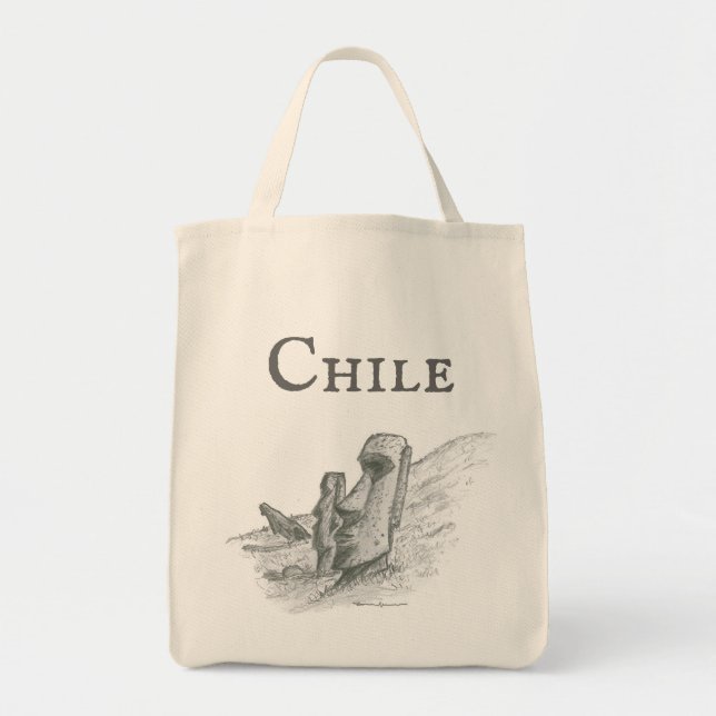 Bolso De Tela Moai, Isla de Pascua, Chile (Frente)