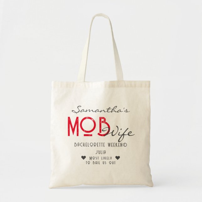 Bolso De Tela Mob Wife y Martini Black Bach Bachelorette Party (Frente)