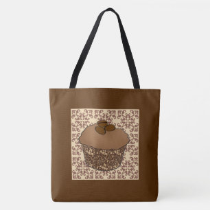 Bolso De Tela Mocha / Café Pastel escarlatado, fondo de encaje