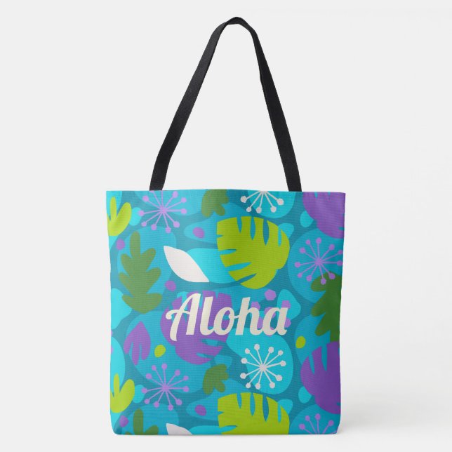 Bolso De Tela Mod Monstera Leaf Hawaii Tropical Beach Bag Beach  (Anverso)