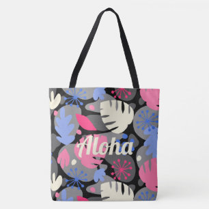 Bolso De Tela Mod Monstera Leaf Hawaii Tropical Gray Beach Bag