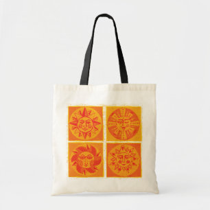 Bolso De Tela Mod Sun Faces Tote Naranja + Beach Bag