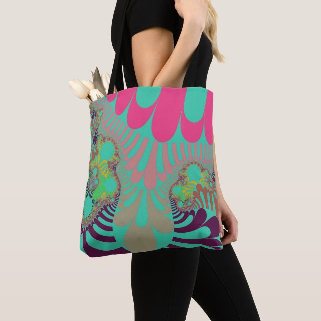 Bolso De Tela Mod verde azulado y rosa (Detalle)
