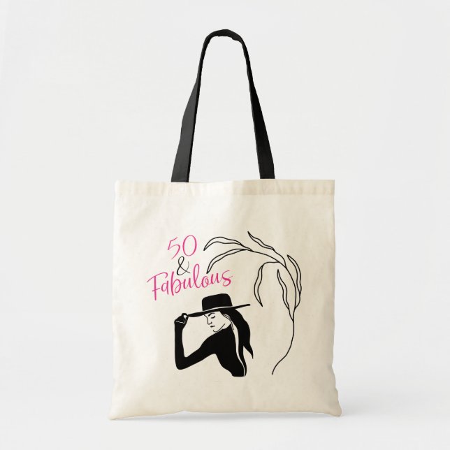 Bolso De Tela Moda 50 y fabuloso cumpleaños negro rosado (Frente)