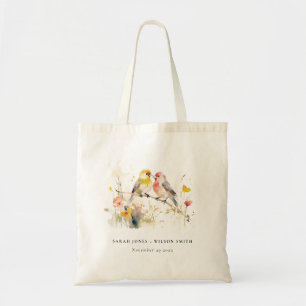 Bolso De Tela Moda Agua Botánica Salvaje Amor Aves Boda