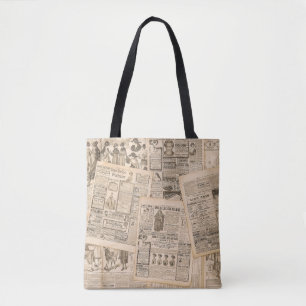 Bolso De Tela Moda antigua: Páginas publicitarias de periódicos