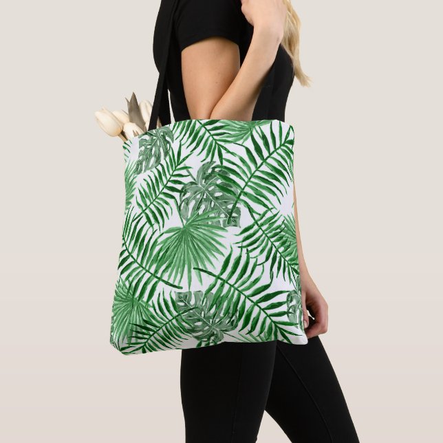 Bolso De Tela Moda Árbol de Palma Verde Tropical deja arte de ve (Detalle)