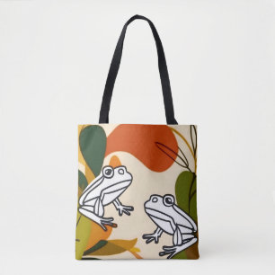 Bolso De Tela Moda arte de línea boho ranas vectoriales abstract