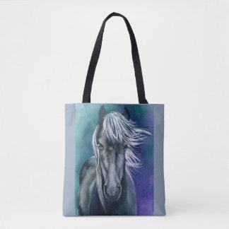 Bolso De Tela Moda Boho de color agua de color Tote sobre malla