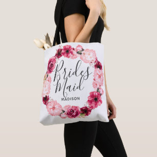 Bolso De Tela Moda Borgoña y la dama de honor floral de Rubor