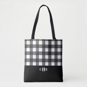 Bolso De Tela Moda Búfalo blanco negro con monograma
