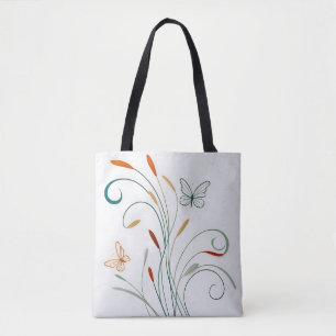 Bolso De Tela Moda caligrafía minimalista grandes mariposas