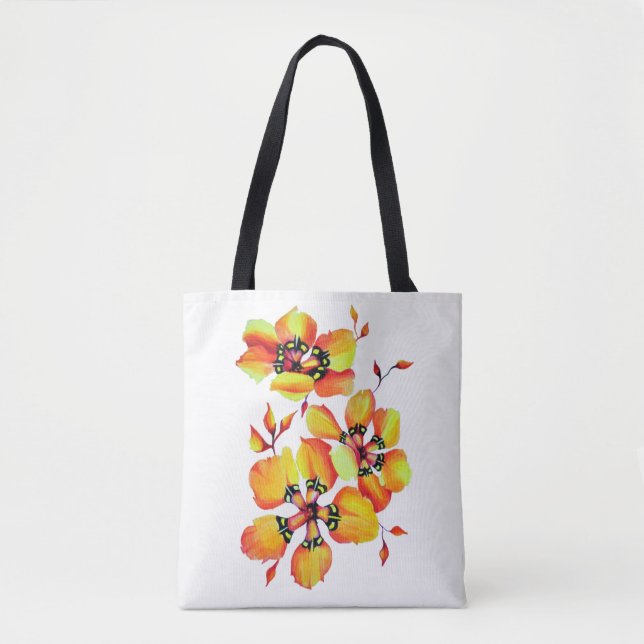 Bolso De Tela Moda Casual Elegante Flores Tropicales (Anverso)