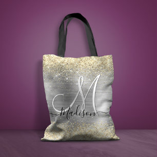 Bolso De Tela Moda cepillada metalizado plata oro falso purpurin