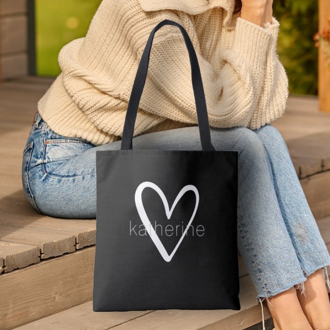 Bolso De Tela Moda Corazón personalizado negro (Subido por el creador)