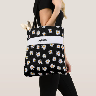Bolso De Tela Moda daisy flameado patrón de flores sobre fondo n