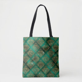 Bolso De Tela Moda de Damask Purpurina Elrgant Green Gold