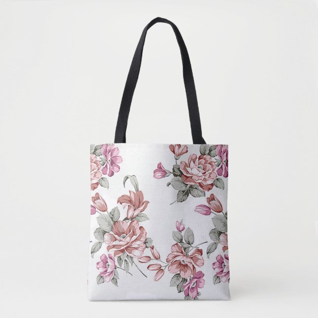 Bolso De Tela Moda de época Shabby Girly Flowers (Anverso)