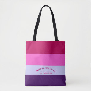 Bolso De Tela Moda de franjas rosadas y púrpura