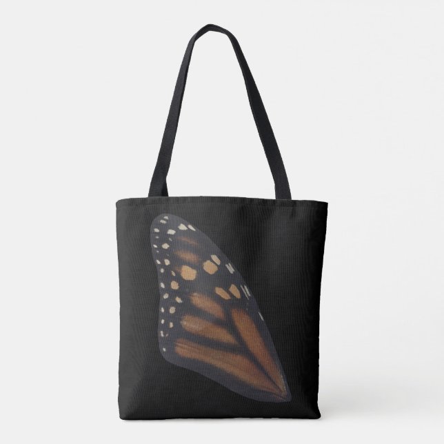 Bolso De Tela Moda De Mariposa Monarca En Negro (Reverso)