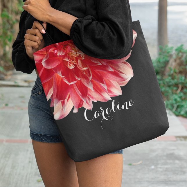 Bolso De Tela Moda de moda divertida rosa rojo Dahlia Flower Pho (Subido por el creador)