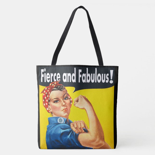 Bolso De Tela Moda de moda Fierce y Fabulous Rosie the Riveter (Anverso)