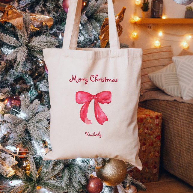 Bolso De Tela Moda de moda Red Bow | Feliz Navidad (Subido por el creador)