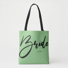Bolso De Tela Moda de novia Mint Green Calligraphy Personalizado
