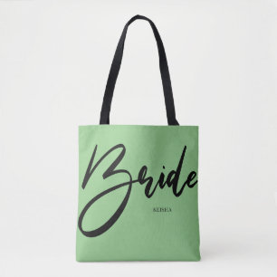 Bolso De Tela Moda de novia Mint Green Calligraphy Personalizado