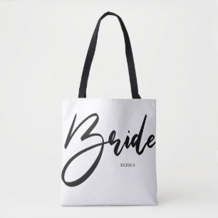 Bolso De Tela Moda de novia Personalizado de caligrafía blanca 
