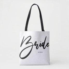 Bolso De Tela Moda de novia Personalizado de caligrafía blanca y