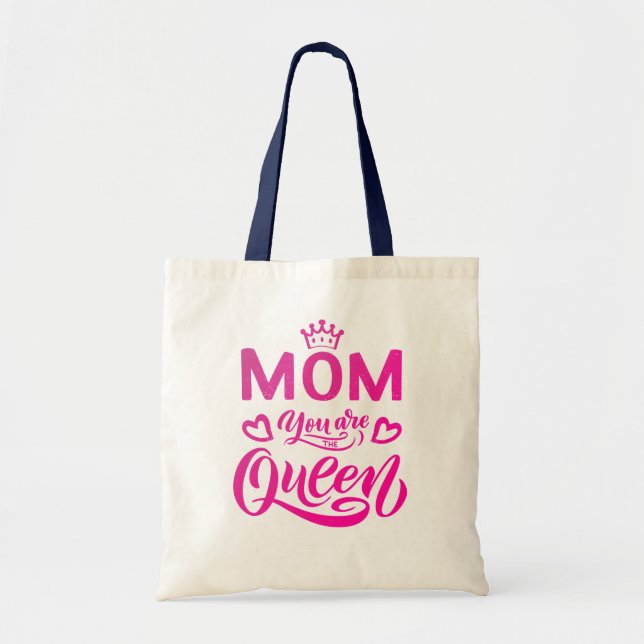 Bolso De Tela Moda Diseño Typografía Mamá Eres La Reina (Frente)