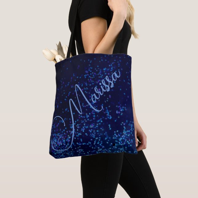 Bolso De Tela Moda Diversión Tote de confeti azul personalizado (Detalle)