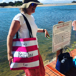 Bolso De Tela Moda divertida rayada rosa y blanca personalizada