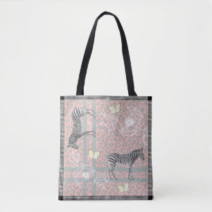 Bolso De Tela Moda ecléctica moderna y elegante gris rosa pastel