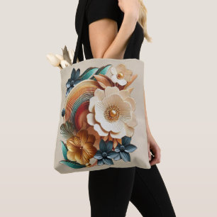 Bolso De Tela Moda, elegancia Cremas y textura floral de cuero