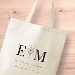 Bolso De Tela Moda elegante boda Foliage monograma moderno<br><div class="desc">Compuesto por simples marcos rectos con escritura cursiva clásica y tipografía serif. Estos elementos son sencillos,  atemporales y clásicos. Este es el diseño exclusivo de la revista White Paper Birch Co. para Zazzle. Disponible aquí: http://www.zazzle.com/store/whitepaperbirch</div>