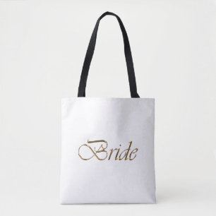 Bolso De Tela Moda elegante del guión dorado blanco de novia