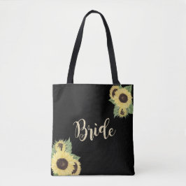 Bolso De Tela Moda elegante negro, girasoles, novia
