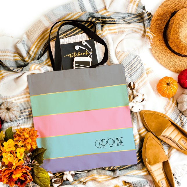 Bolso De Tela Moda elegante Tema del patrón Pastel Tote Bag (Subido por el creador)