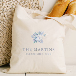 Bolso De Tela Moda Floral azul Boda de nombres personalizado