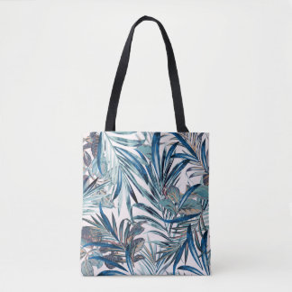 Bolso De Tela Moda floral patrón de cosecha tropical con palma