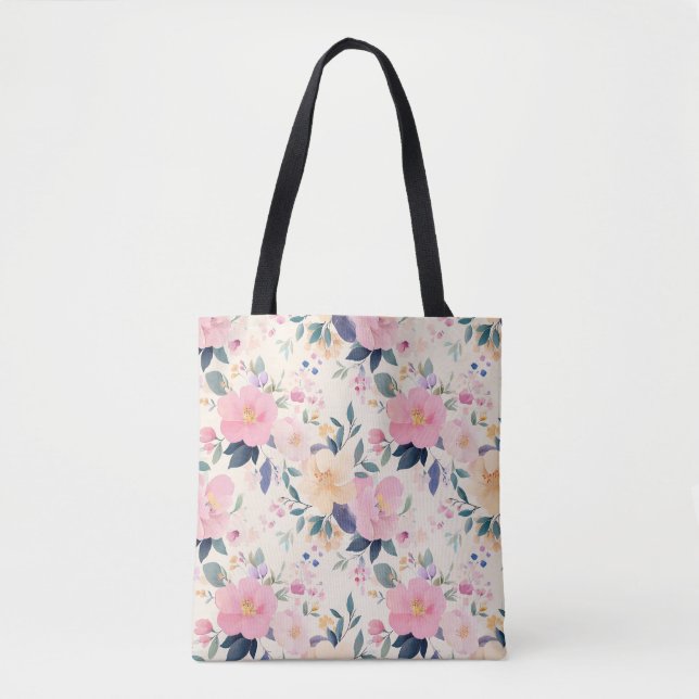Bolso De Tela Moda floral rosa Rubor & Bloom elegante (Anverso)
