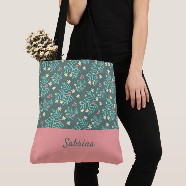 Bolso De Tela Moda Foliage Monogrammed Tote Bag (Detalle)