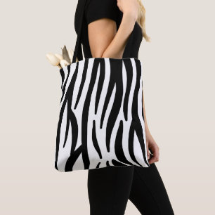Bolso De Tela moda giratoria elegante impresión de cebra blanca