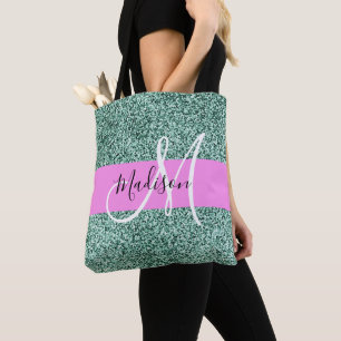 Bolso De Tela Moda Glam Purpurina verde rosa Nombre de aguja Mon